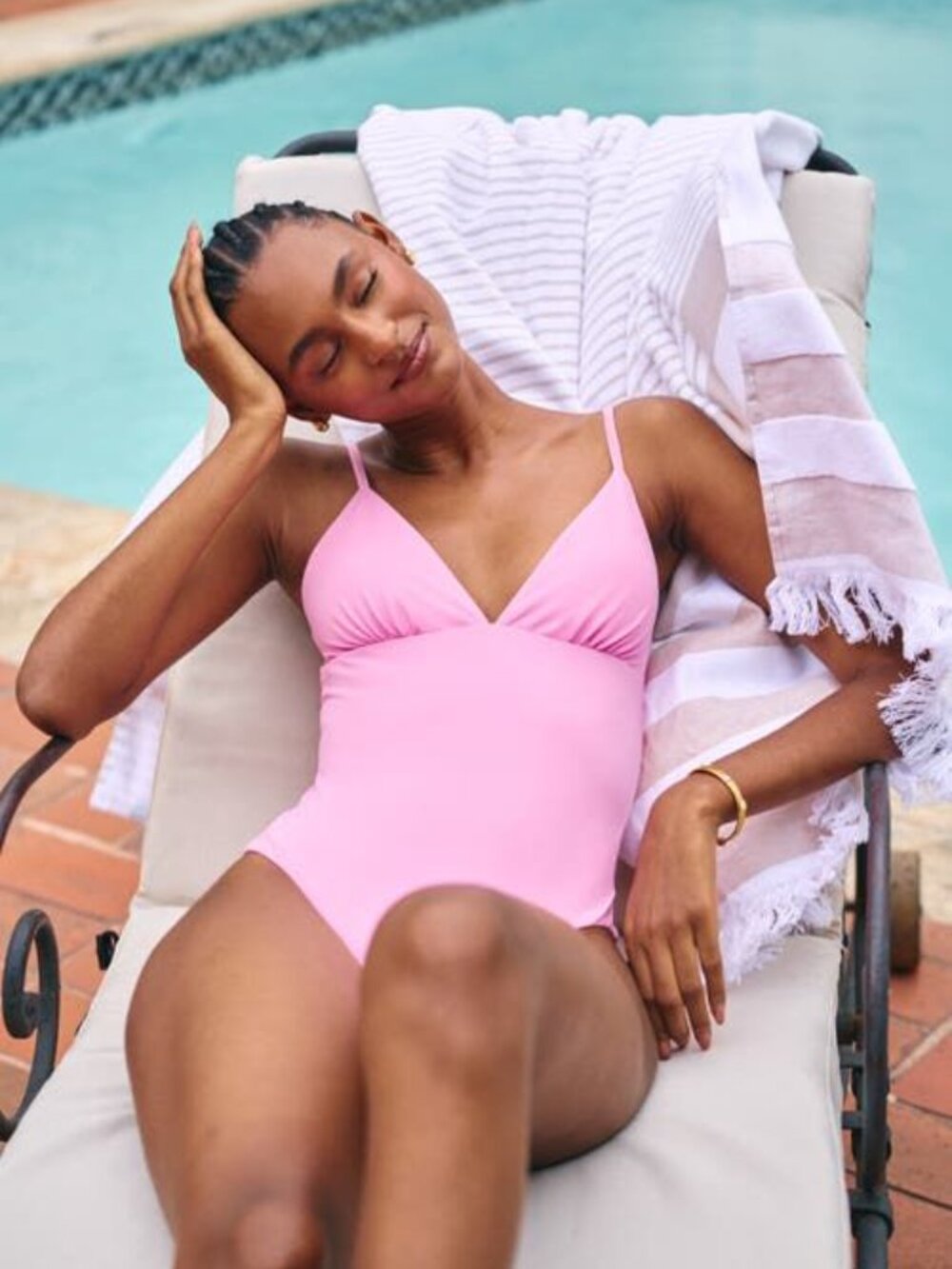 Andie The Lanikai One Piece SWIMSUIT Size S Rosebloom Pink V-neck NEW $122 - Picture 4 of 10